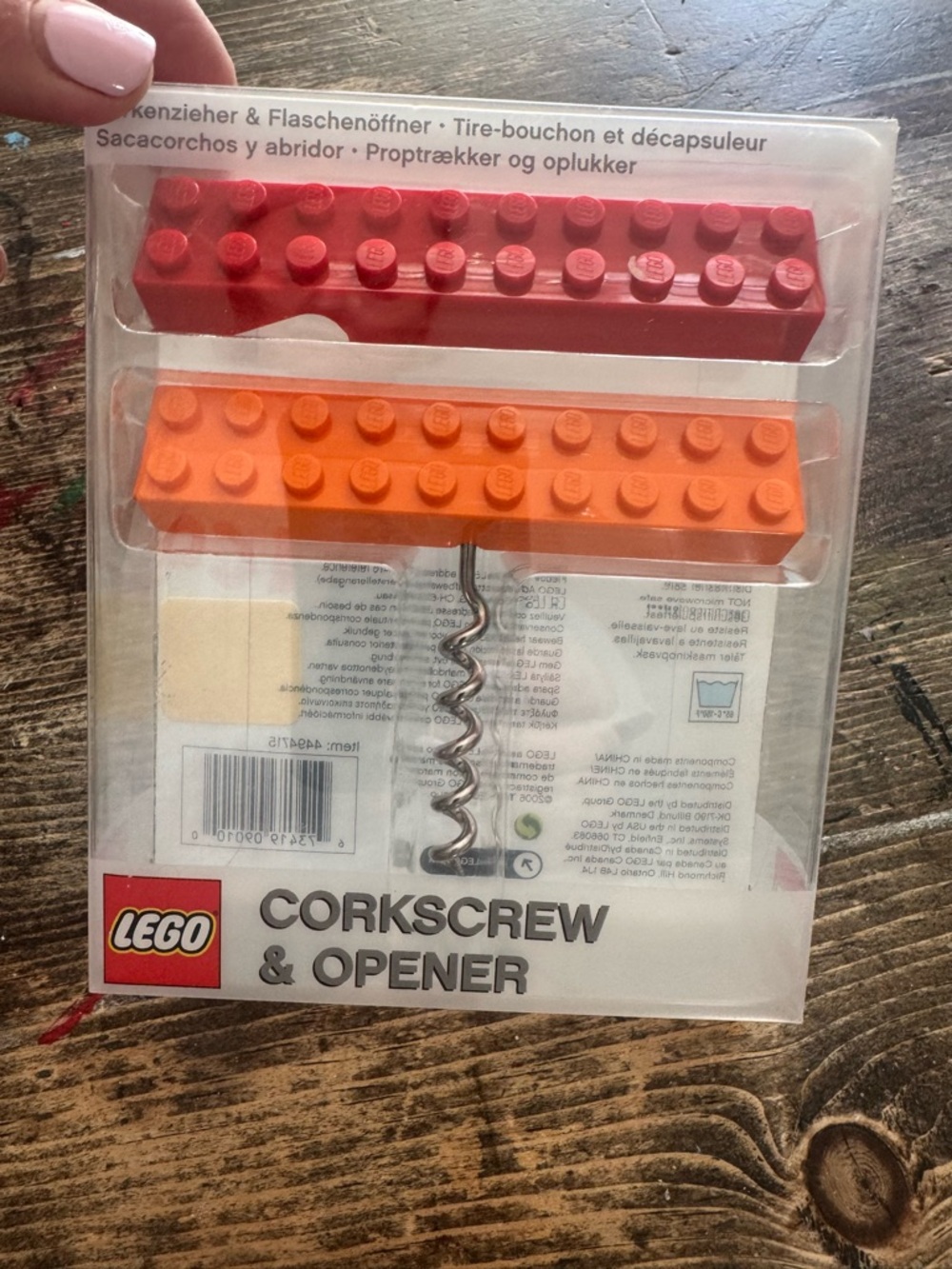 Lego Corkscrew & Opener with Red and Orange Brick Handles